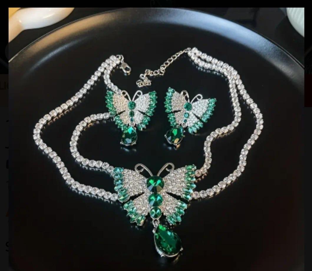 Earrings + Necklace Coquette Style Jewelry set