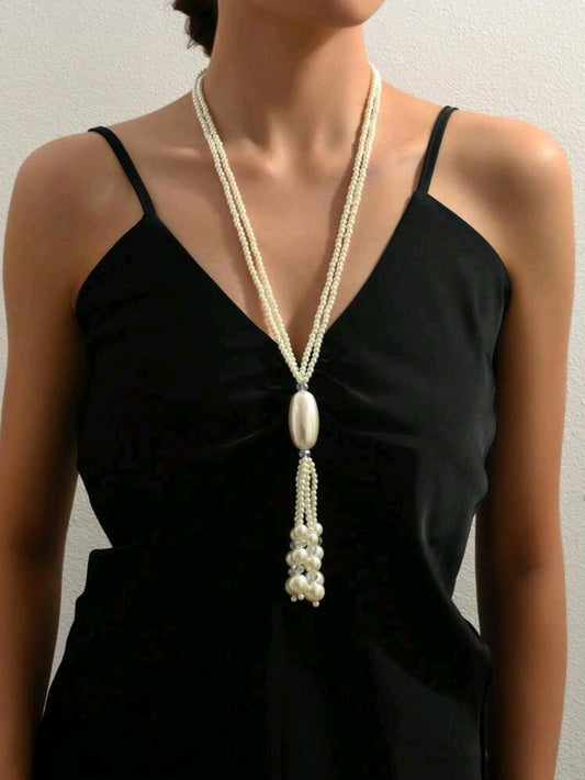 Long Pearl Tassel Necklace