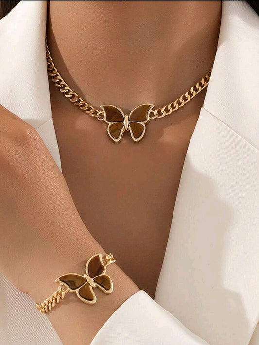 Butterfly Necklace + Bracelet