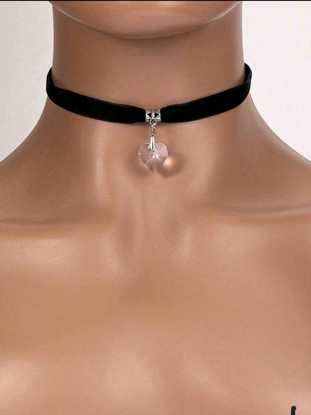 Crystal Glass Heart Pendant Short Necklace