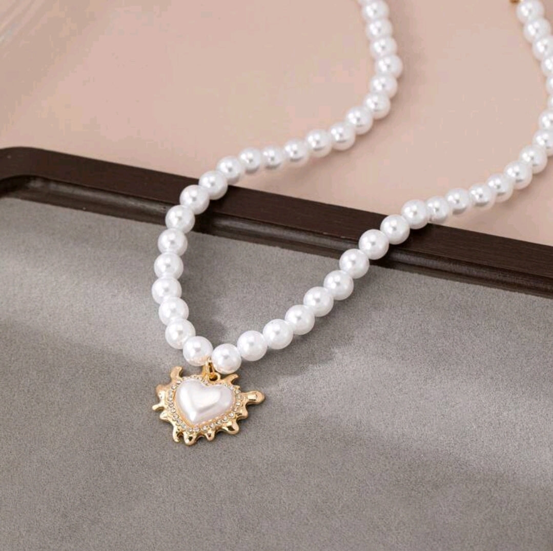 Pearl and Heart Necklace