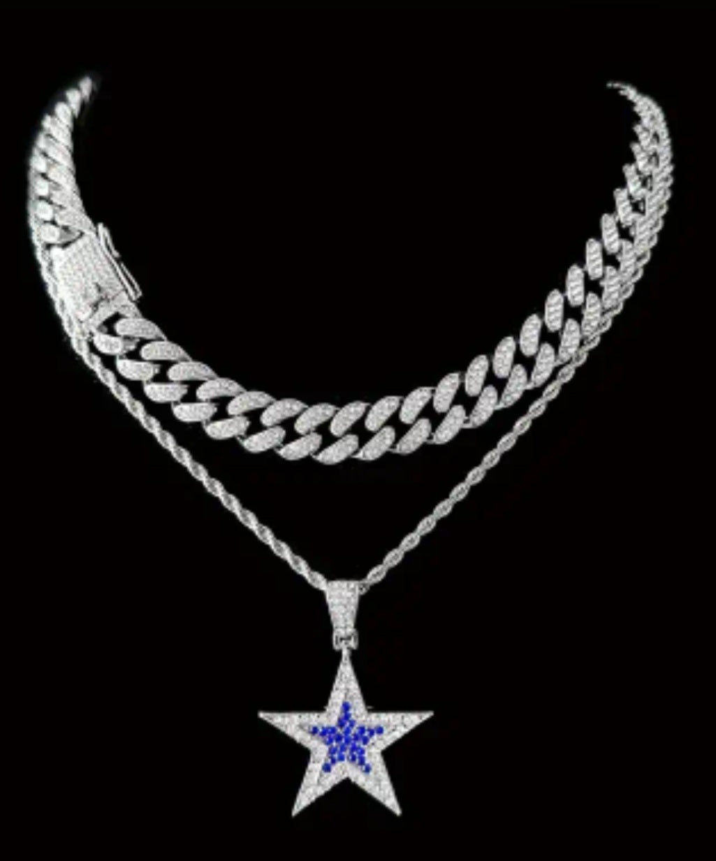 Blue rhinestone 2pc. Necklace set