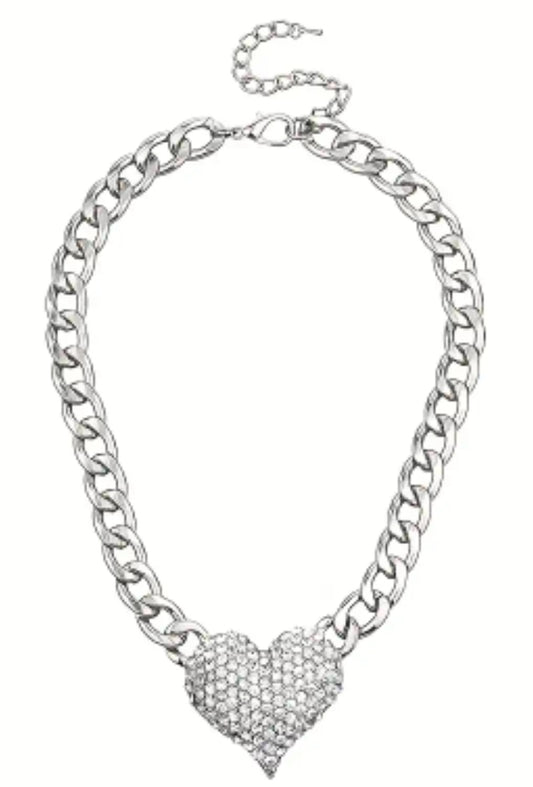 Heart rhinestone necklace