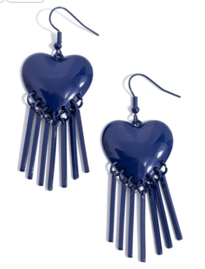 Heart with fringe earrings