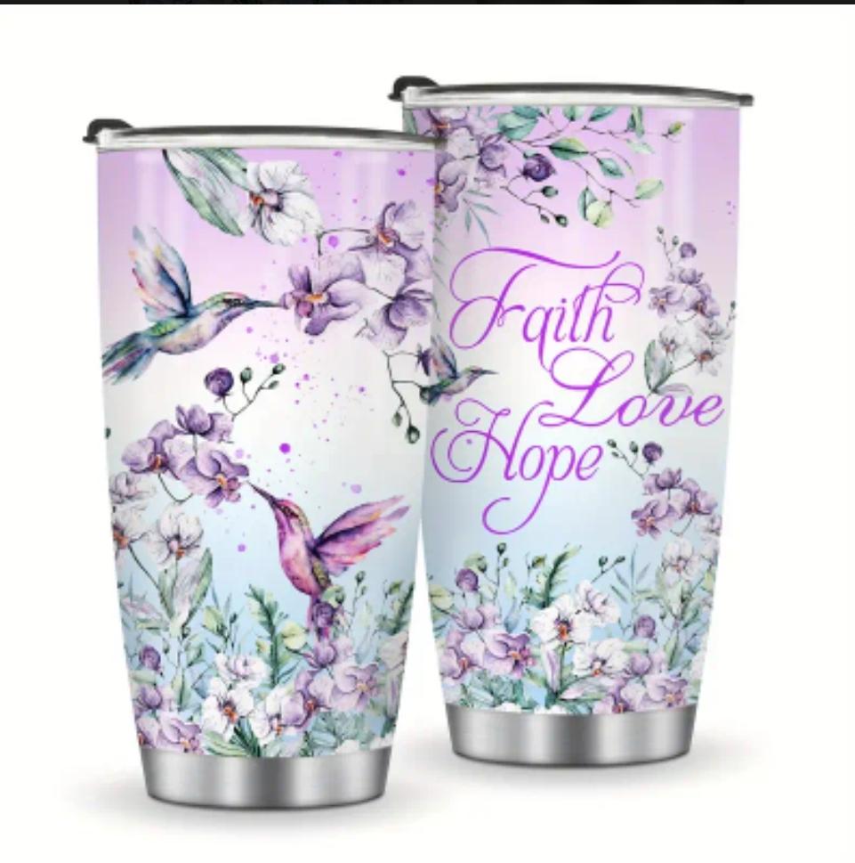 'Faith Hope Love' Hummingbird Tumbler