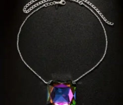 Oil spill square necklace