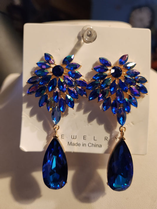 BLUE RHINESTONE EARRINGS