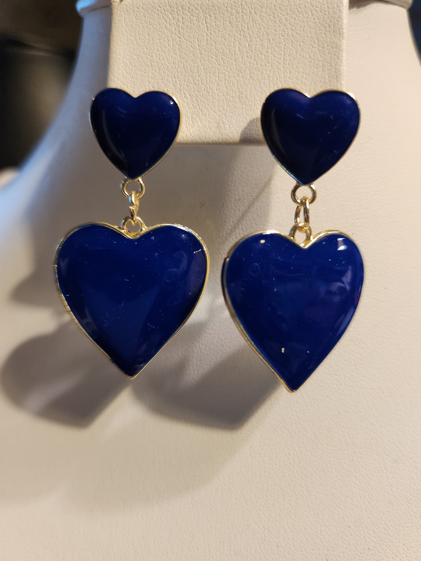 DOUBLE BLUE HEART EARRINGS