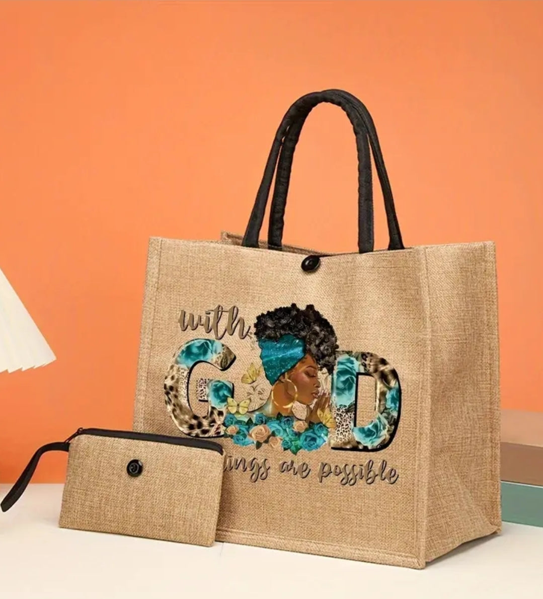 2pc. With God Tote Bag (blue)