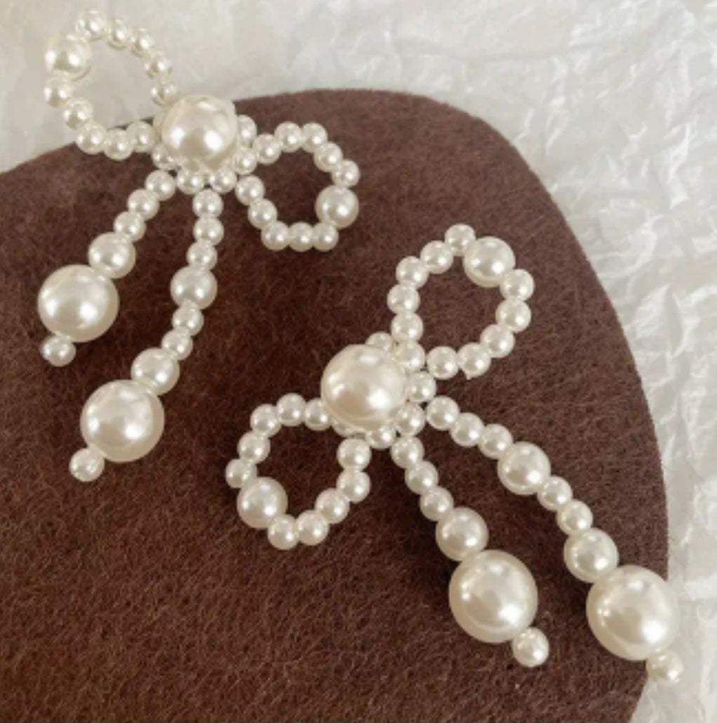 PEARL BOW EARRINGS