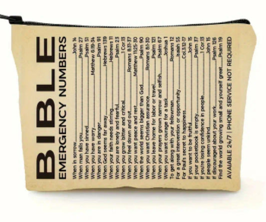 Bible Emergency Numbers Makeup Bag