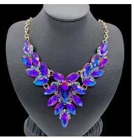 Colorful Glass Faux Crystal Bib Necklace
