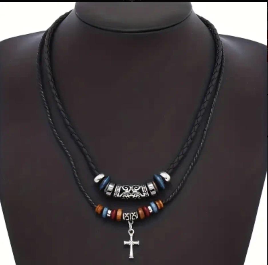 Double Layer Black Tribal Necklace