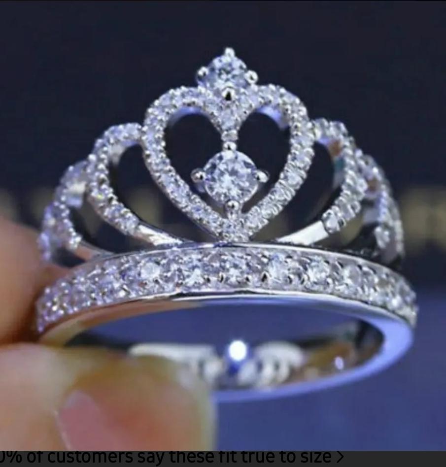 Elegant Promise Ring Trendy Crown Design