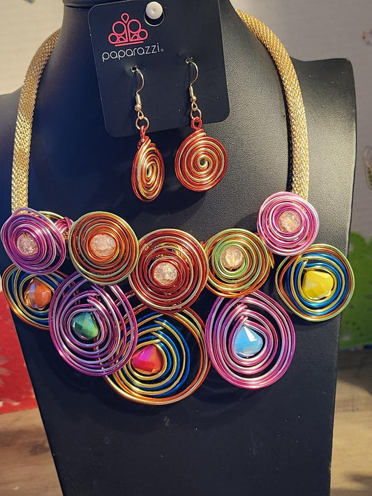 Exaggerated Flower Design Inlaid Rhinestone Multi