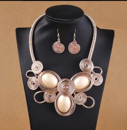 Exaggerated Hand Made Spiral Jewelry Set