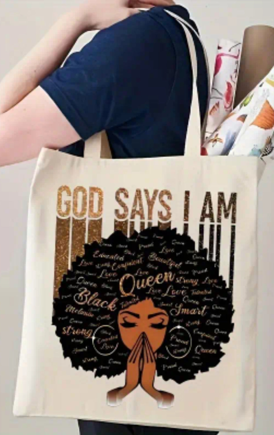 Fashion Print Tote Bag God Say I Am