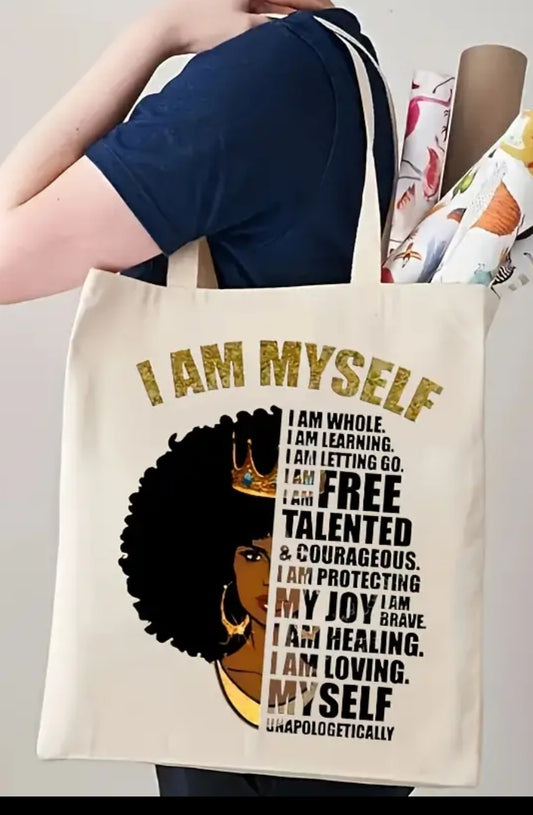 Fashion Print Tote Bag I Am Myself