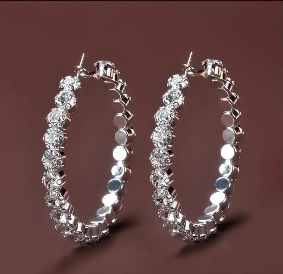 Full Shiny Rhinestone Hoop Earring