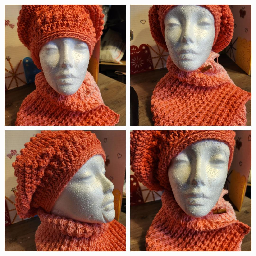 Sherbet Slouchy Hat + Ruffled Scarf Set