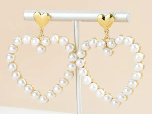 Pearl Heart Earrings