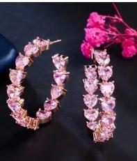 Sparkling Heart Zircon Hoop Earring