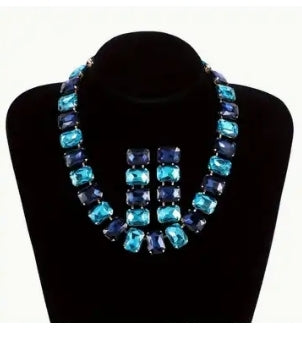 Blue Bling necklace set