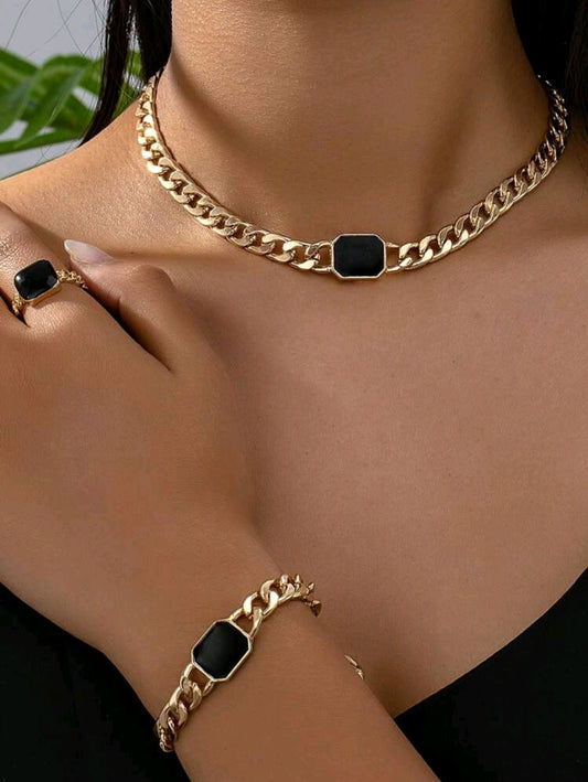 3 pc. Gold/black set