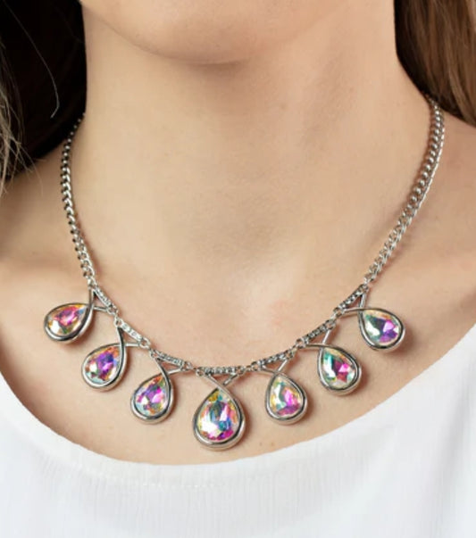 Iridescent necklace + ring