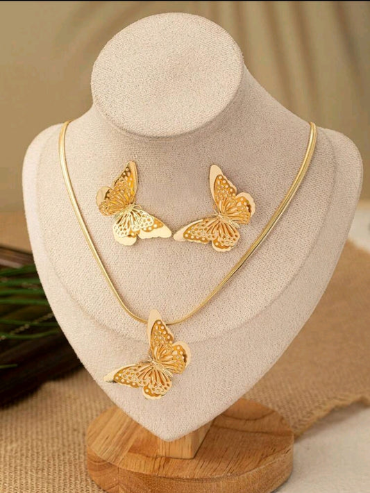 Butterfly necklace and Earring set