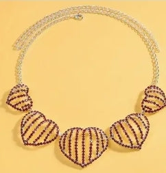 Red rhinestone heart necklace
