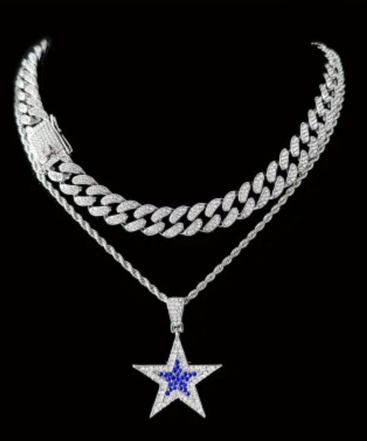 Blue rhinestone 2pc. Necklace set