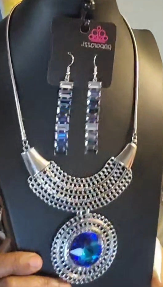 3 pc. Paparazzi Necklace,  upgraded earring, and cuff bracelet set