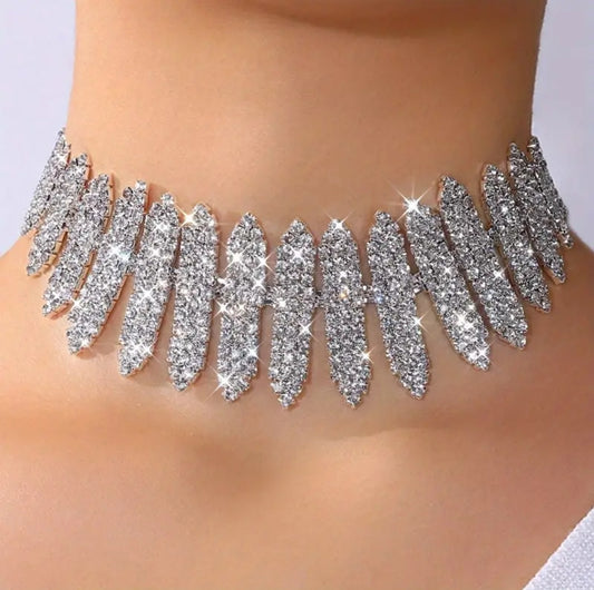 Bridal Jewelry Exaggerated Rhinestone Feather Necklace7.21