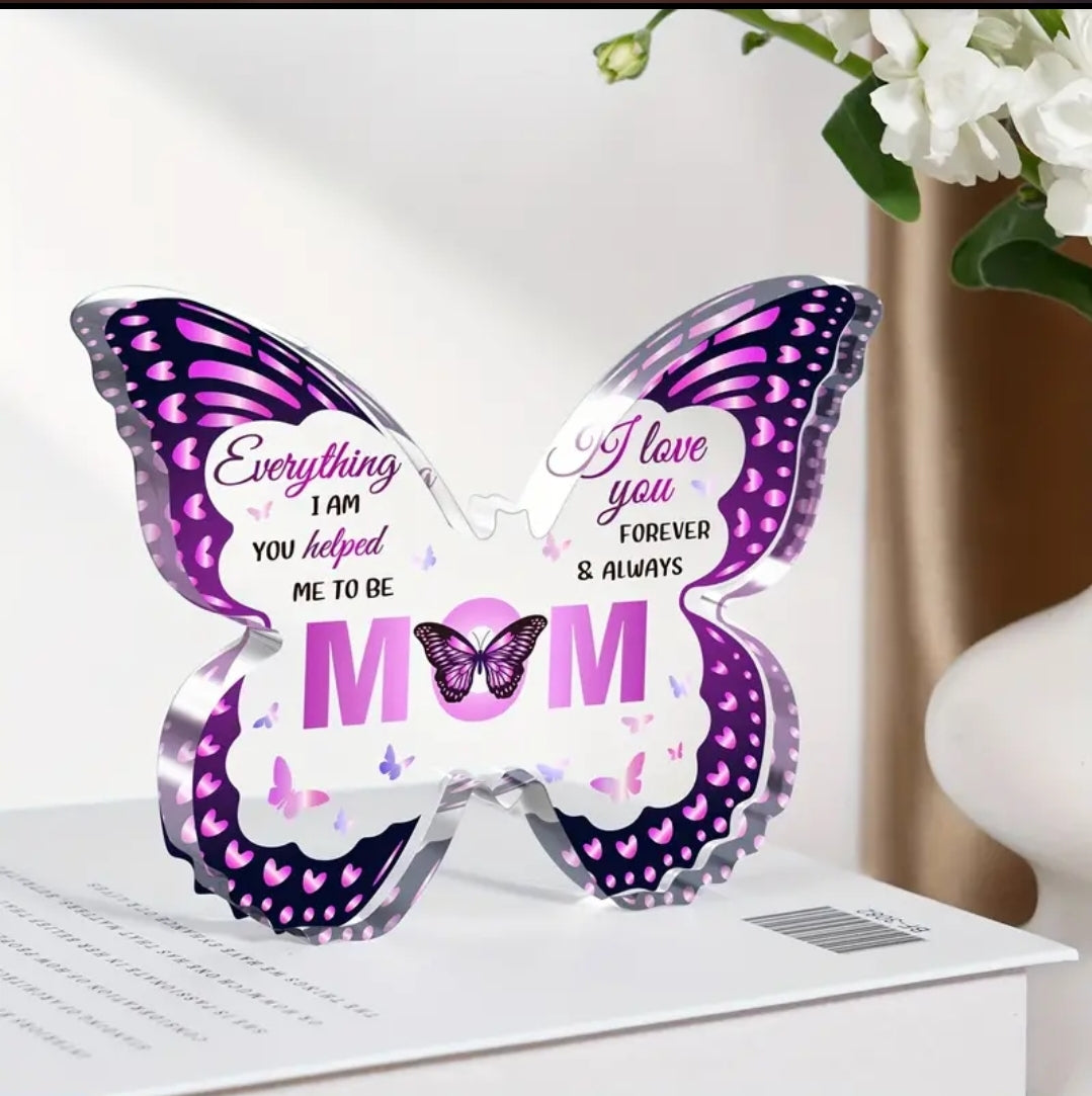 Butterfly Design Acrylic Plaque for Mom