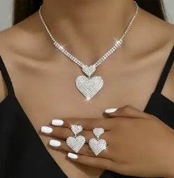 RHINESTONE HEART SET