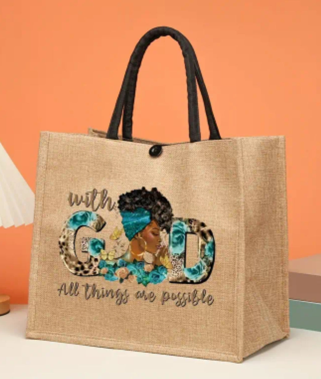 2pc. With God Tote Bag (blue)