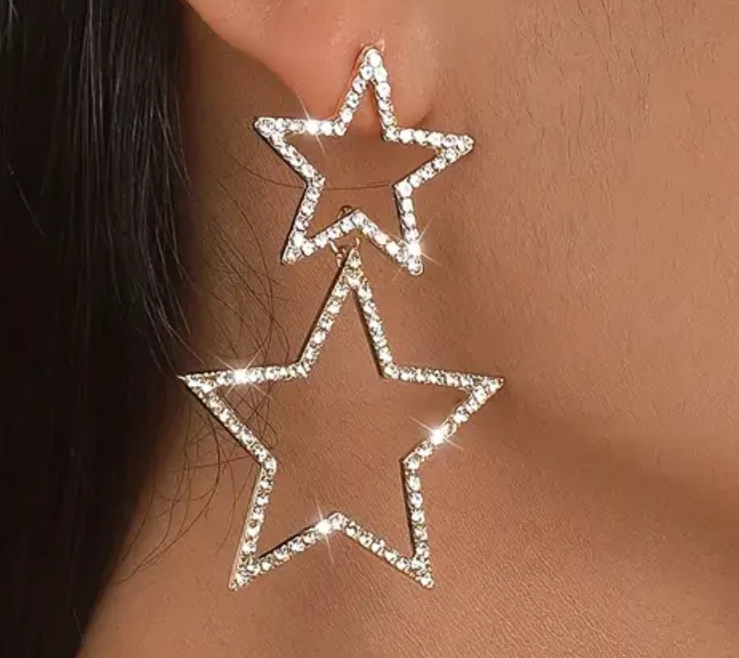 Double star post earrings