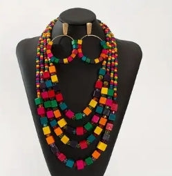 Rainbow Blocks earring + necklace set