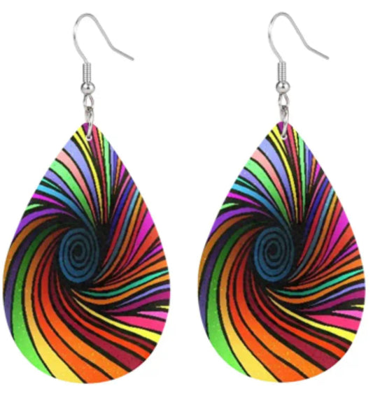 Rainbow PU Leather earrings