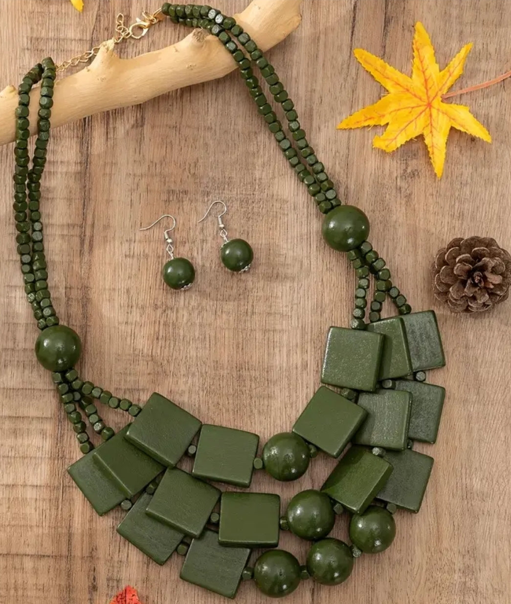 BOHO STYLE WOOD NECKLACE SET