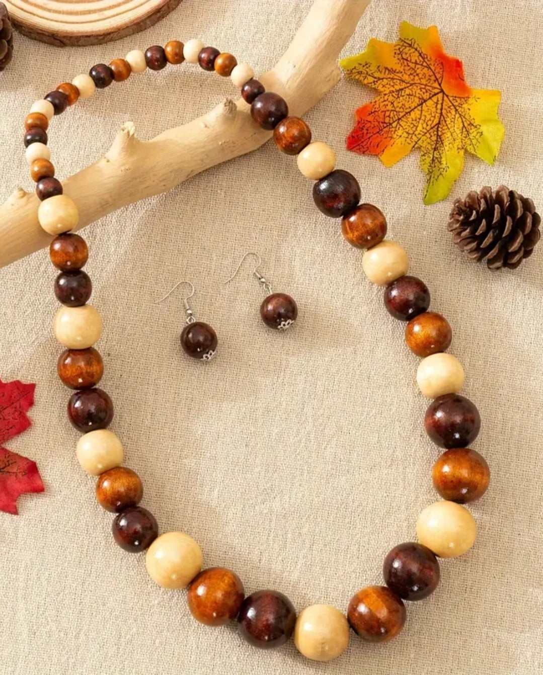 BOHO STYLE WOODEN NECKLACE SET