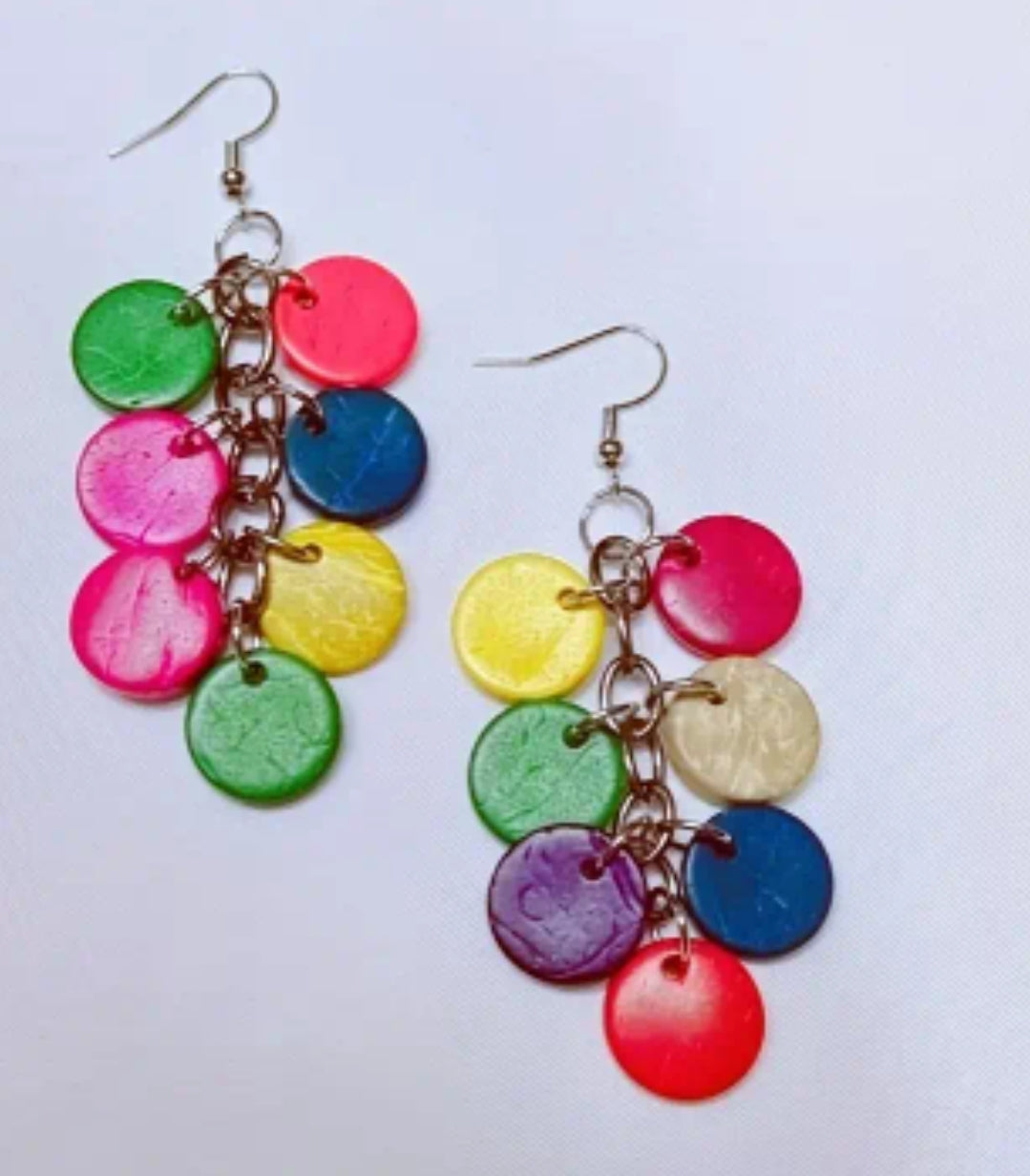 RAINBOW CIRCLE WOOD EARRINGS