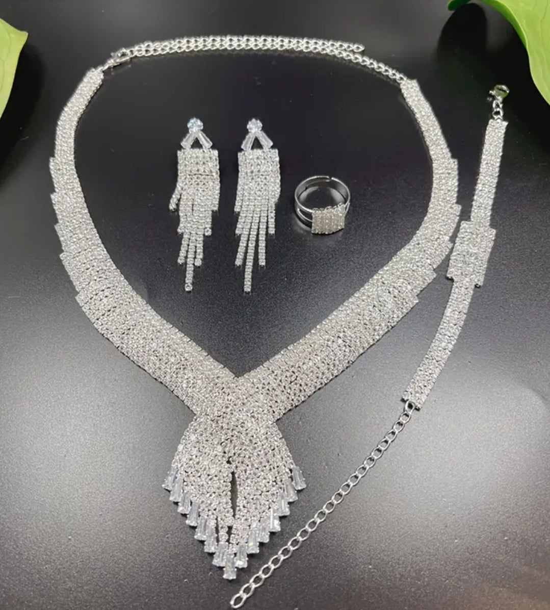 4 PC. RHINESTONE NECKLACE SET