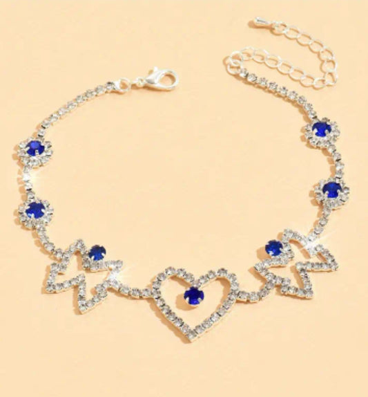 RHINESTONE AND BLUE ANKLET