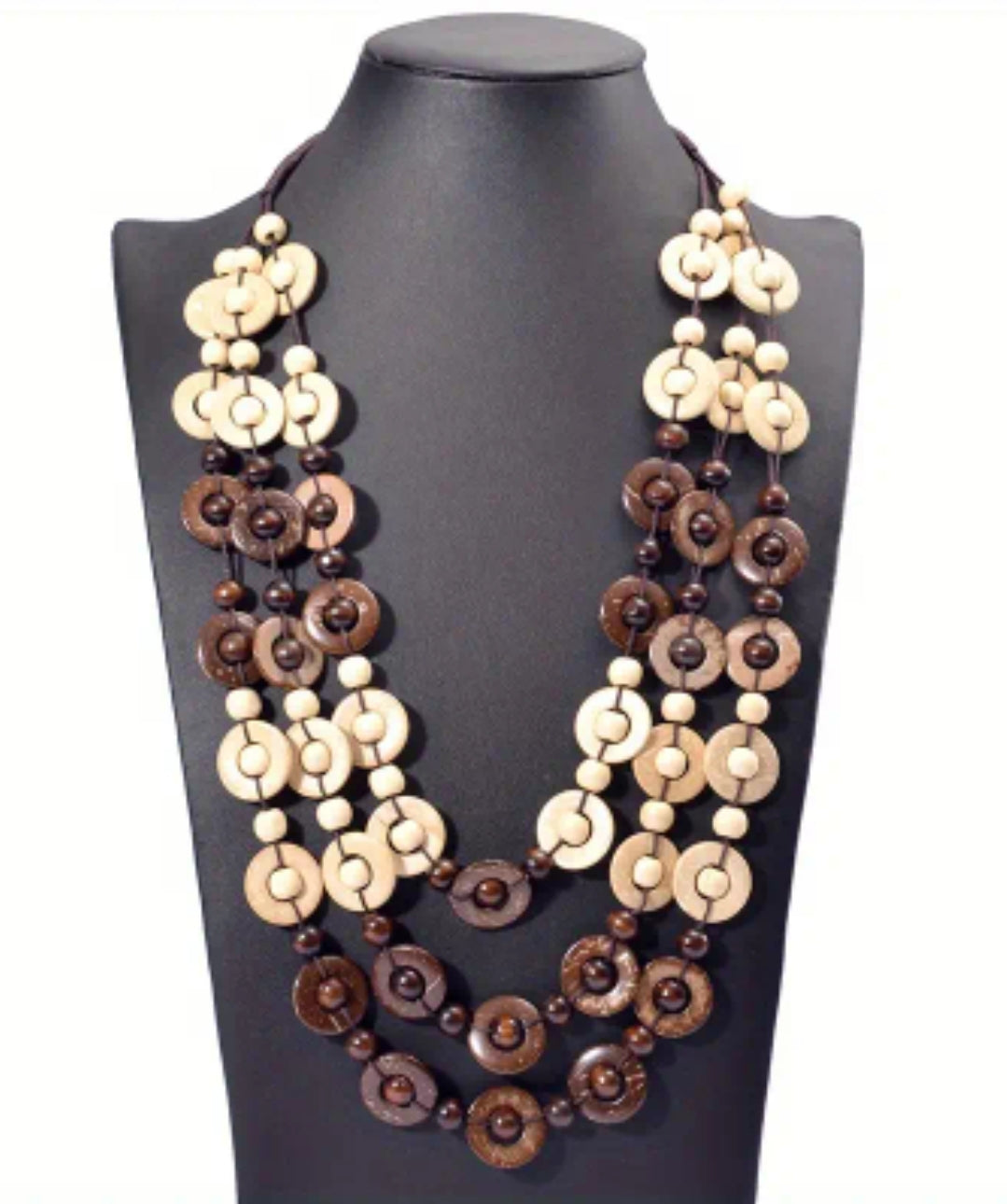 3 TIERED WOODEN NECKLACE