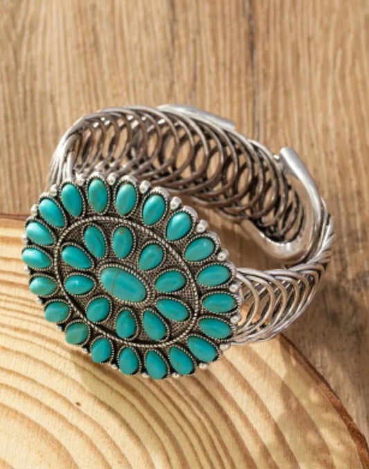 TURQUOISE BOHEMIAN STYLE CUFF BANGLE BRACELET