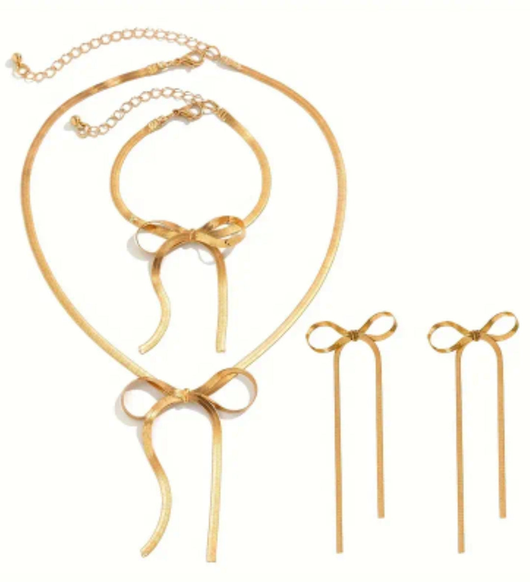 3 PC BOW NECKLACE SET