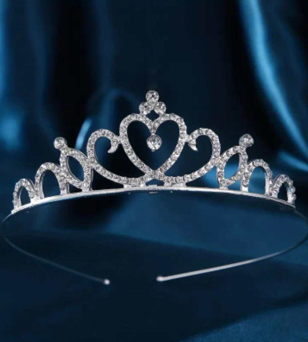 SILVER ZINC ALLOY RHINESTONE TIARA