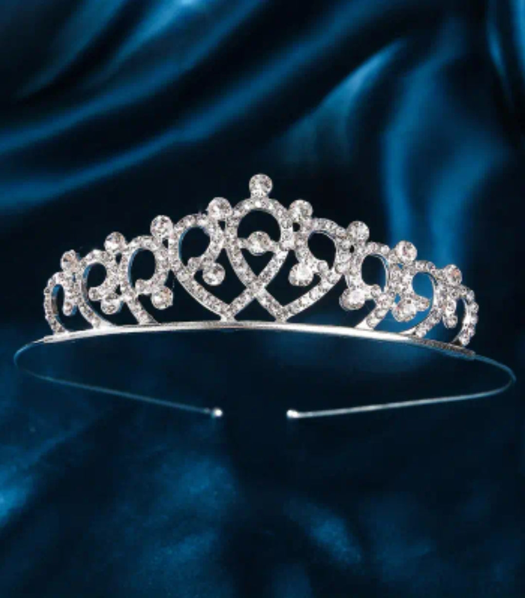 SILVER ZINC ALLOY RHINESTONE TIARA